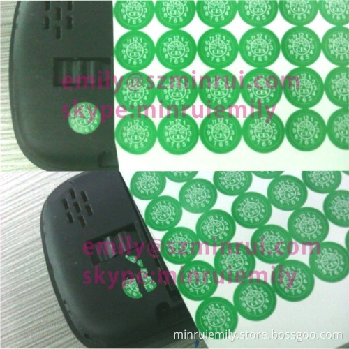 Custom Cell Phone Small Round Date Warranty Sticker,mobile Phone Eggskin Destructible Labels With Custom Logo Name 